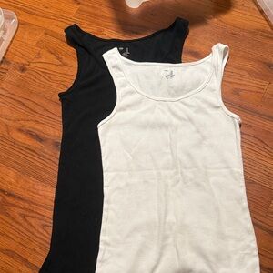 GAP Cream and Black Stretch Tank Tops